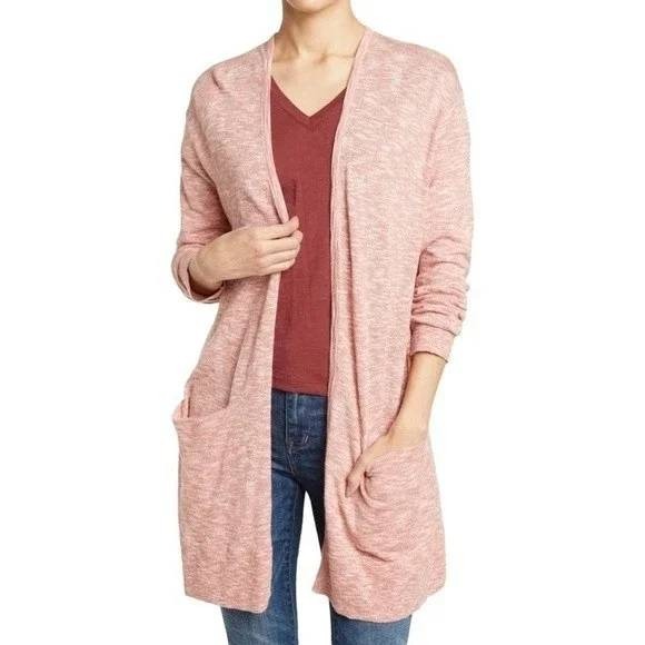 Madewell Sweaters - Madewell Marled‎ Pink Summer Ryder Open Front Cardigan Sweater Women's XS